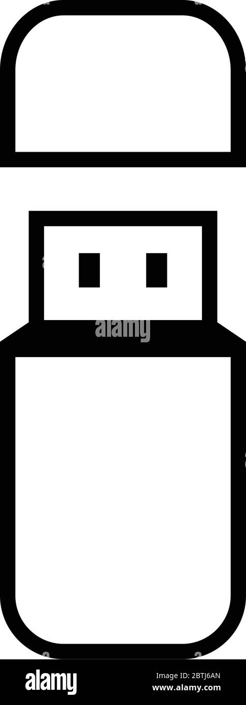 Illustration vectorielle de l'icône de la ligne de lecteur flash USB isolée sur blanc Illustration de Vecteur