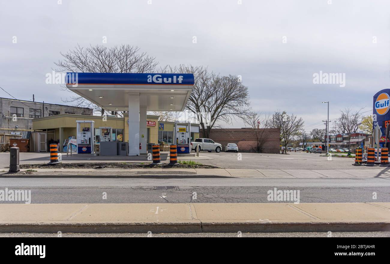 Toronto, Canada, mai 2020 - Gulf Oil, l'une des plus anciennes compagnies pétrolières, est revenu au Canada en 2015 après son défunte en 1985 Banque D'Images