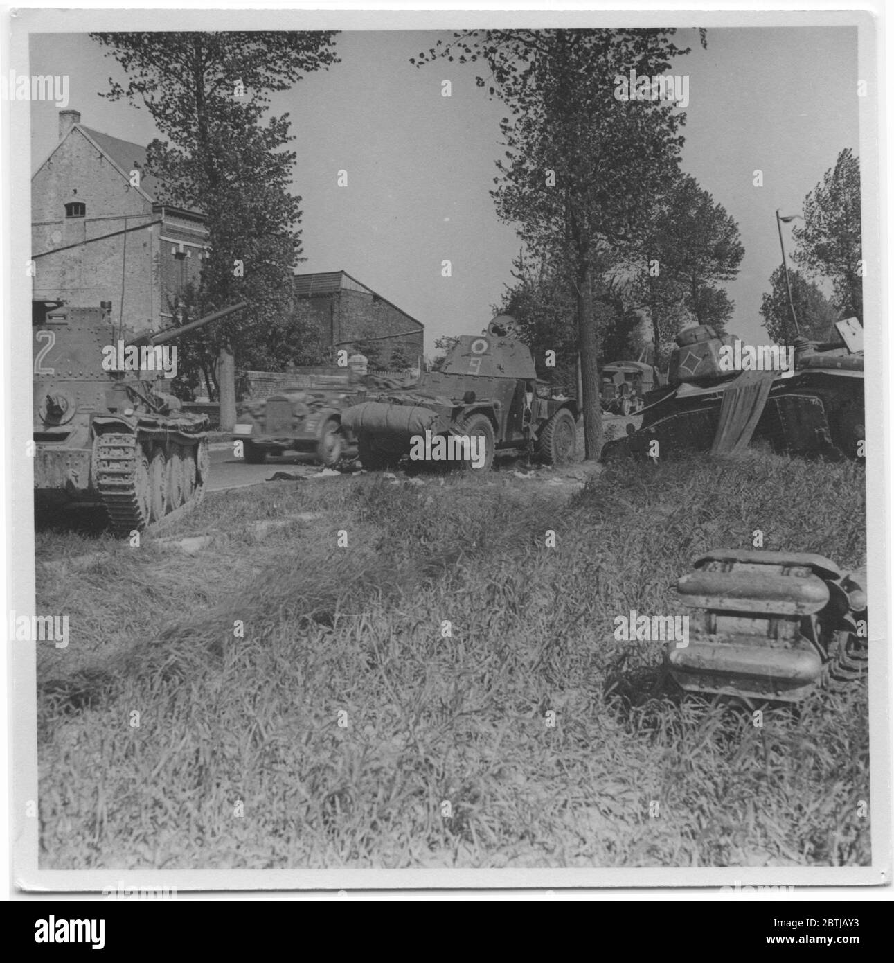 Photographies illustrant des activités militaires en France, mai - juin 1940. On y a inclus des photographies de Rommel, Guderian, Dreuz, Bottcher, général italien Garaboldi, Lucie Rommel, des photos de Rommel avec Hitler. Photographies de matériel et de troupes arrivant et en action, de la collection personnelle de Rommel. Banque D'Images
