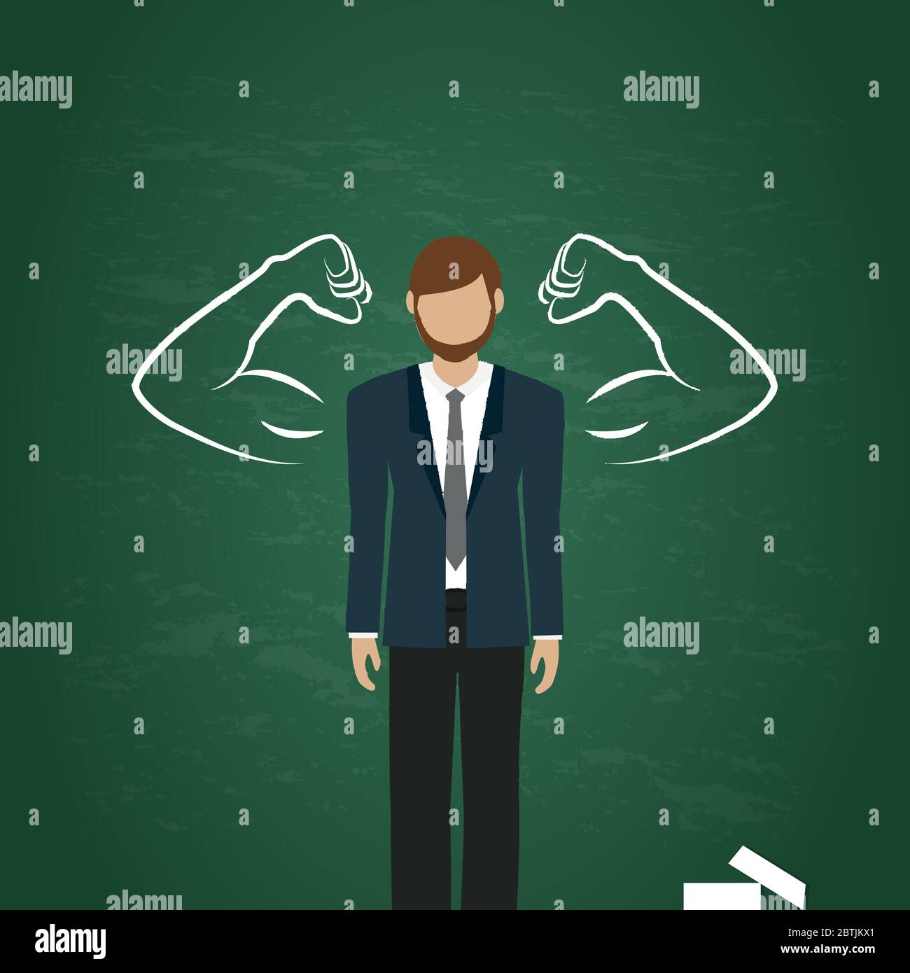 Homme d'affaires avec bras musclés dessinés sur fond noir illustration vectorielle EPS10 Illustration de Vecteur
