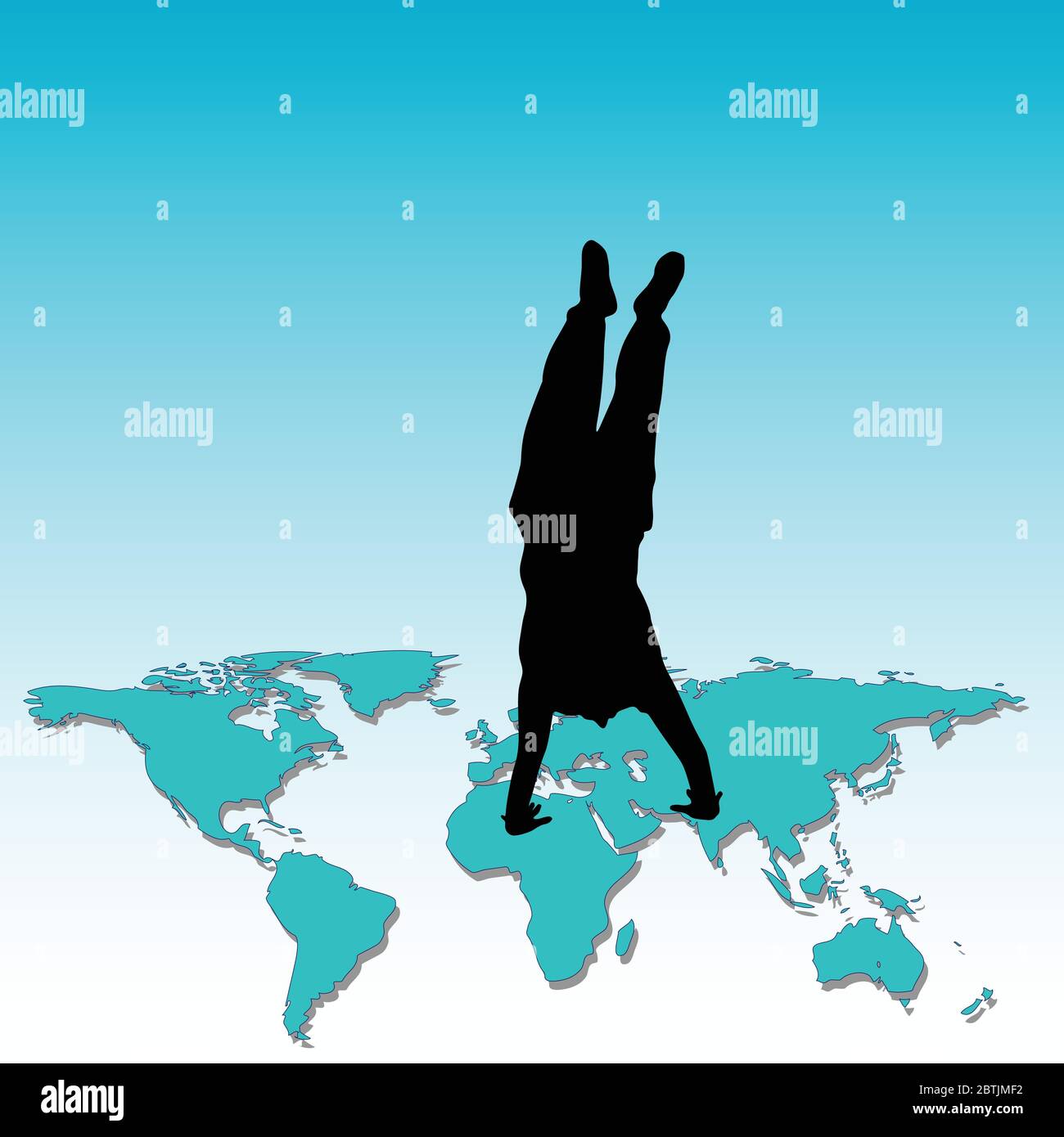 Personnes debout sur la carte du monde Banque d'images vectorielles - Alamy