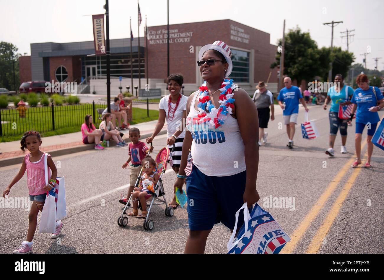 Ferguson, Missouri États-Unis fête le 4 juillet 2015, près d'un an après le meurtre de l'adolescent Ferguson Michael Brown. Banque D'Images