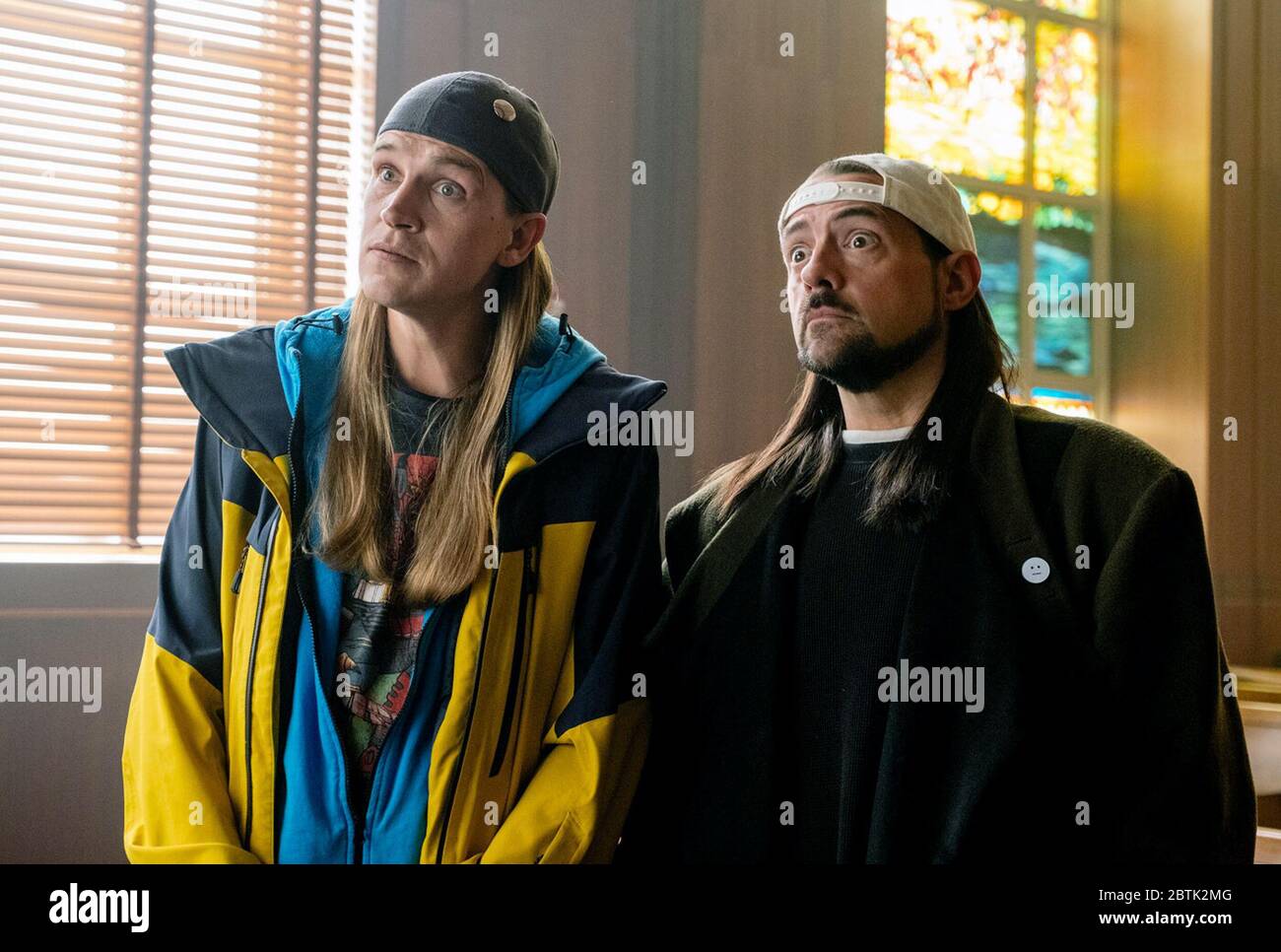 Jay et Silent Bob Reboot est un film humoristique américain de 2019 écrit, réalisé, édité par, Et avec Kevin Smith. Cette photographie est destinée à un usage éditorial exclusif et est le copyright de la société de film et/ou du photographe affecté par la société de film ou de production et ne peut être reproduite que par des publications en conjonction avec la promotion du film ci-dessus. Un crédit obligatoire est requis pour la société de cinéma. Le photographe doit également être crédité lorsqu'il est connu. Banque D'Images