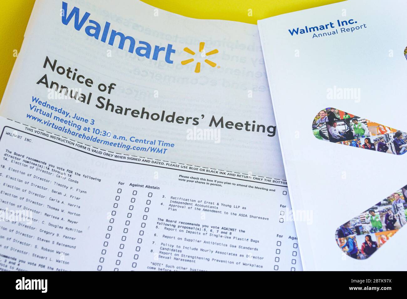 Miami Beach Florida,rapport annuel de Walmart assemblée des actionnaires,conseil d'administration votant candidats,investissement boursier,FL200520013 Banque D'Images
