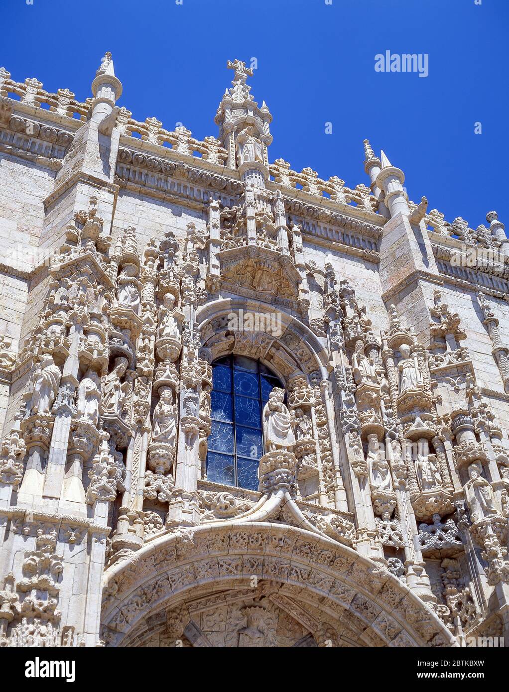 Entrée portail Manueline, Monastère Jerónimos (Mosteiro dos Jeronimos), quartier Belem, Lisbonne, Portugal Banque D'Images