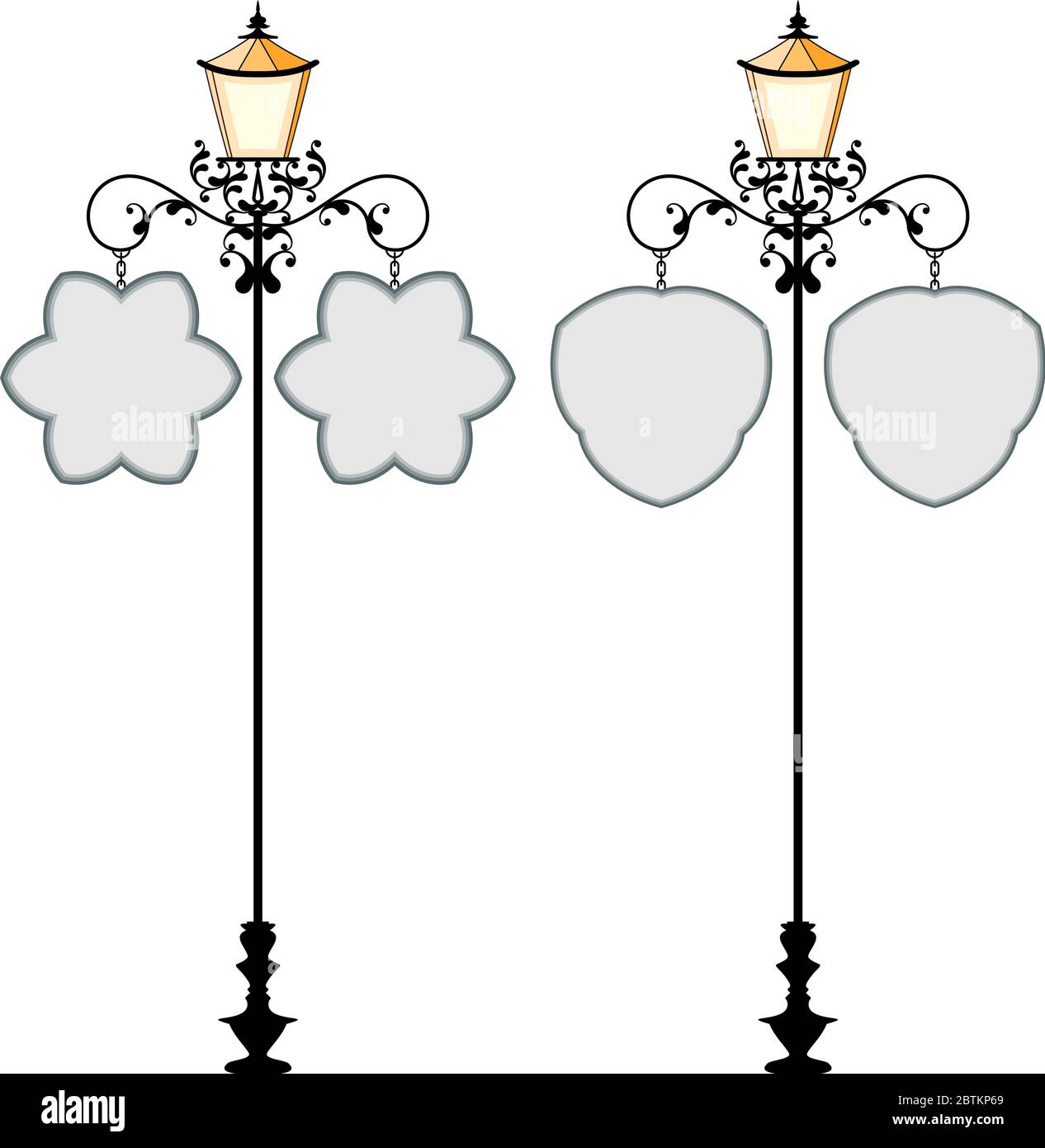 Signalisation en fer forgé avec lampe, illustration vectorielle de lanterne Illustration de Vecteur