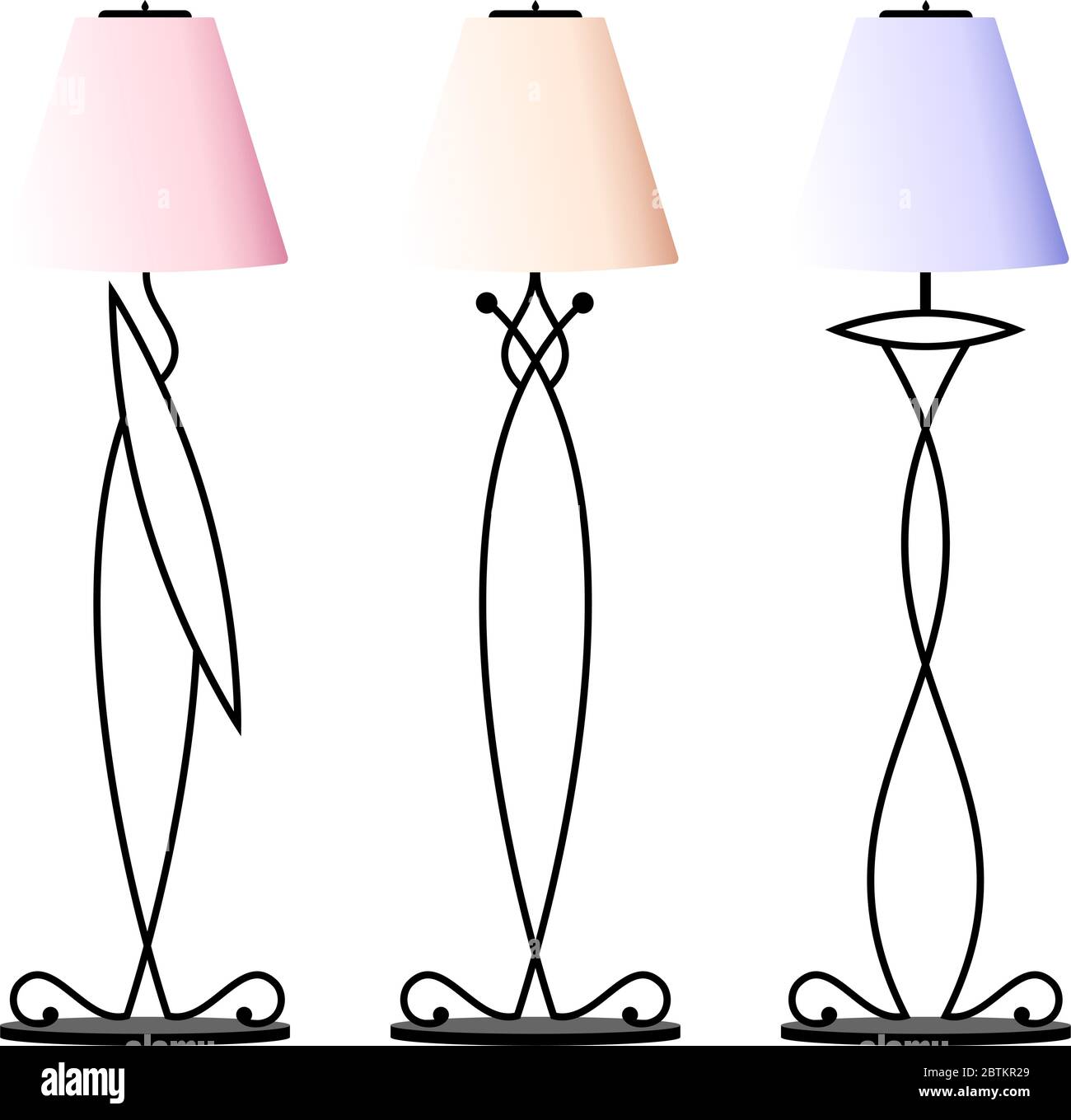 Illustration du vecteur de lampe de table sur pied en fer forgé Illustration de Vecteur