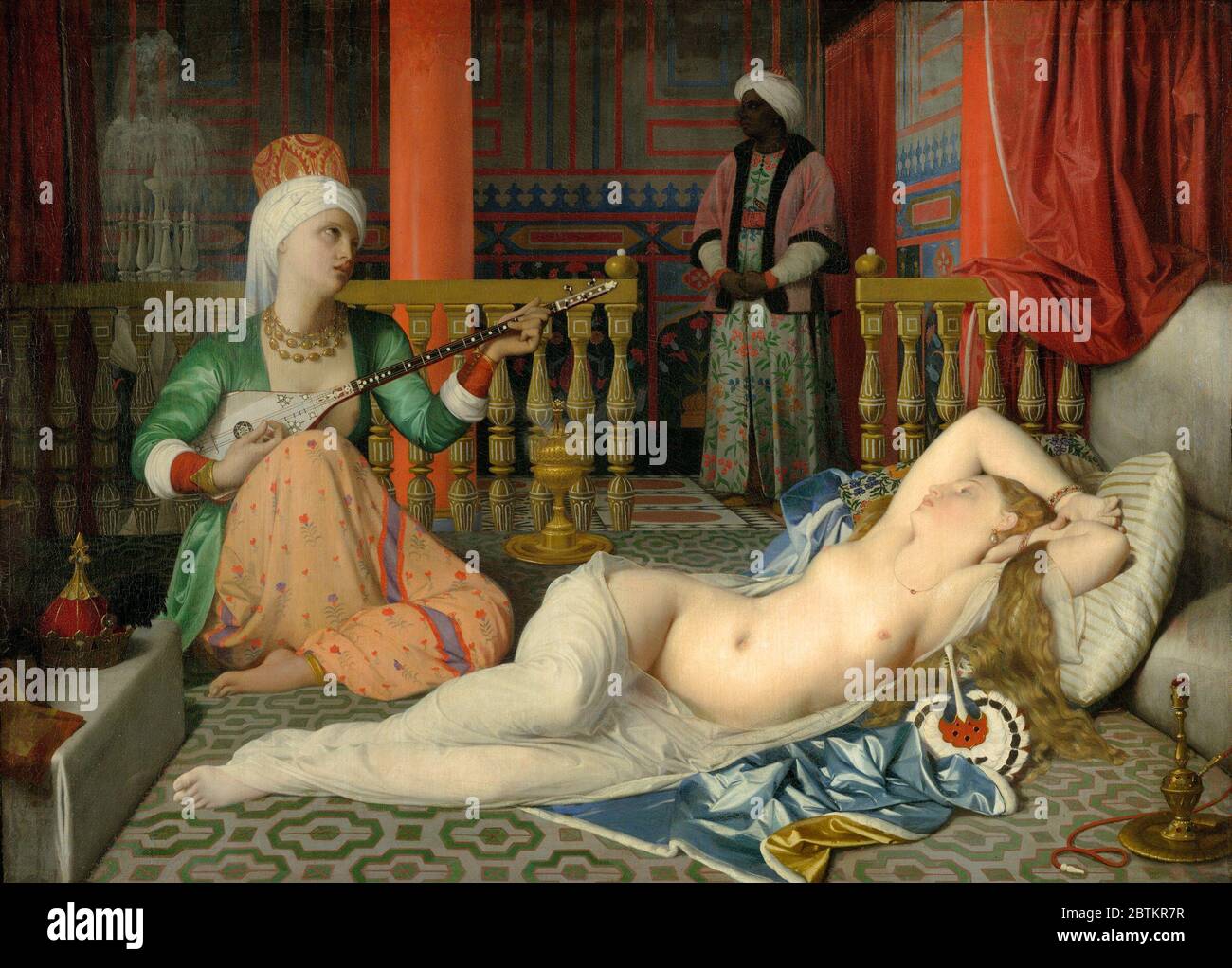 Odalisme avec esclave - Jean-Auguste-Dominique Ingres Banque D'Images