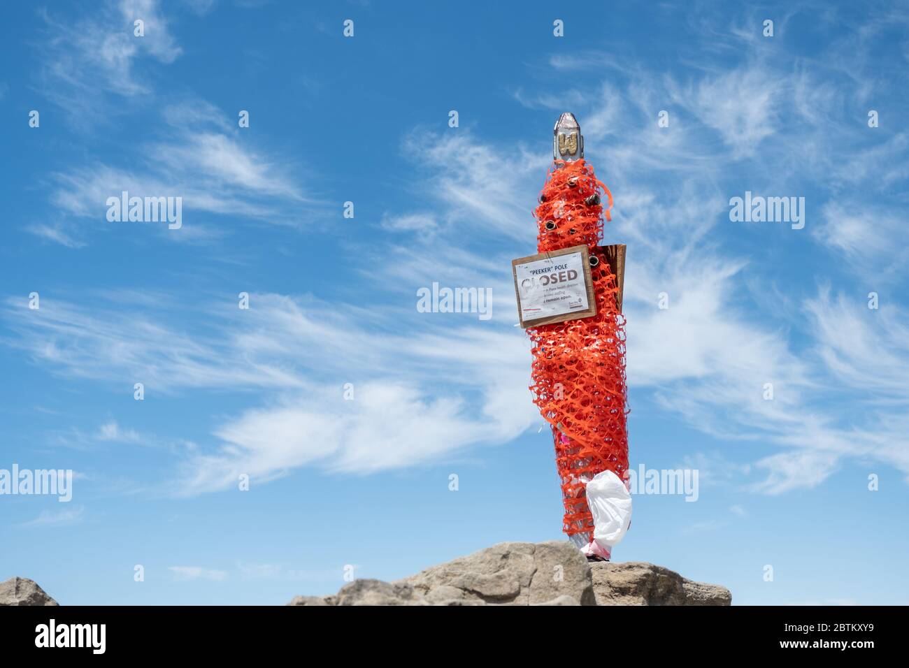 Fermeture du poteau de pétards de Mission Peak en raison du coronavirus - 10 mai 2020 Banque D'Images