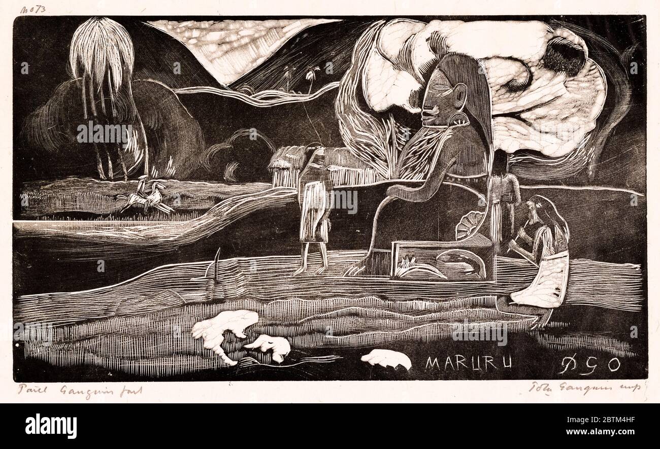 Paul Gauguin, Maruru, Merci, une offrande de gratitude, imprimé bois, 1893-1894 Banque D'Images
