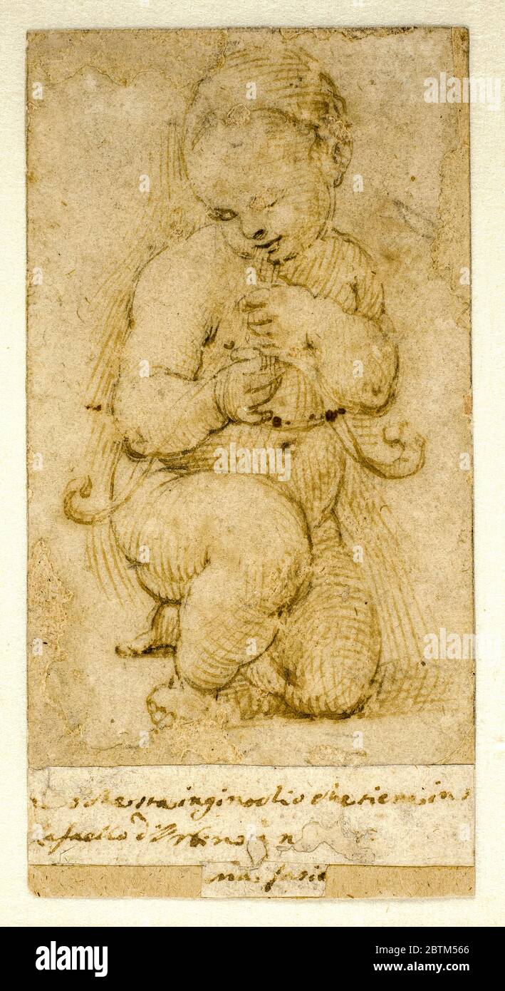 Raphaël, Jean-Baptiste comme un bébé, dessin, avant 1520 Banque D'Images