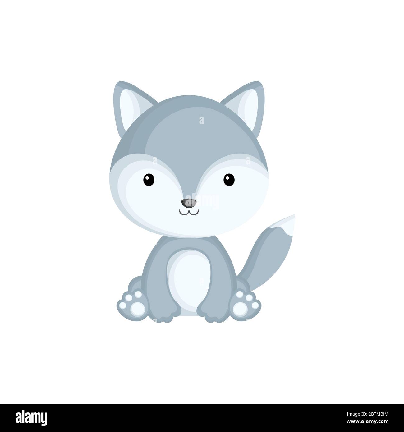 Mignon Drole Assis Bebe Loup Isole Sur Fond Blanc Adorable Personnage Animal De Foret Pour Le Dessin D Album Album Album Carte Et Invitation Image Vectorielle Stock Alamy