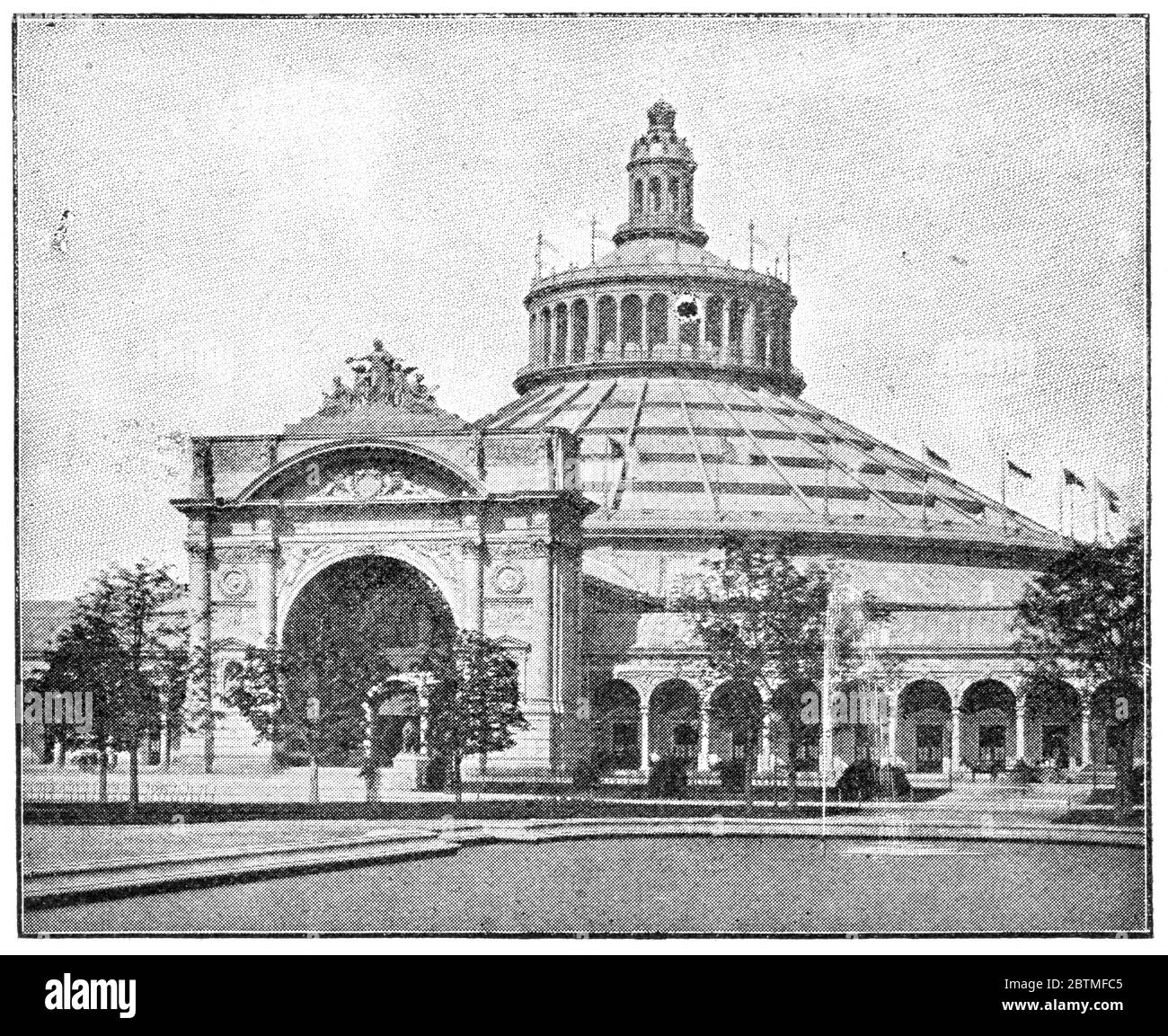 La Rotunda, le centre de l'exposition. Foire mondiale de Vienne, 1873. Illustration du XIXe siècle. Fond blanc. Banque D'Images