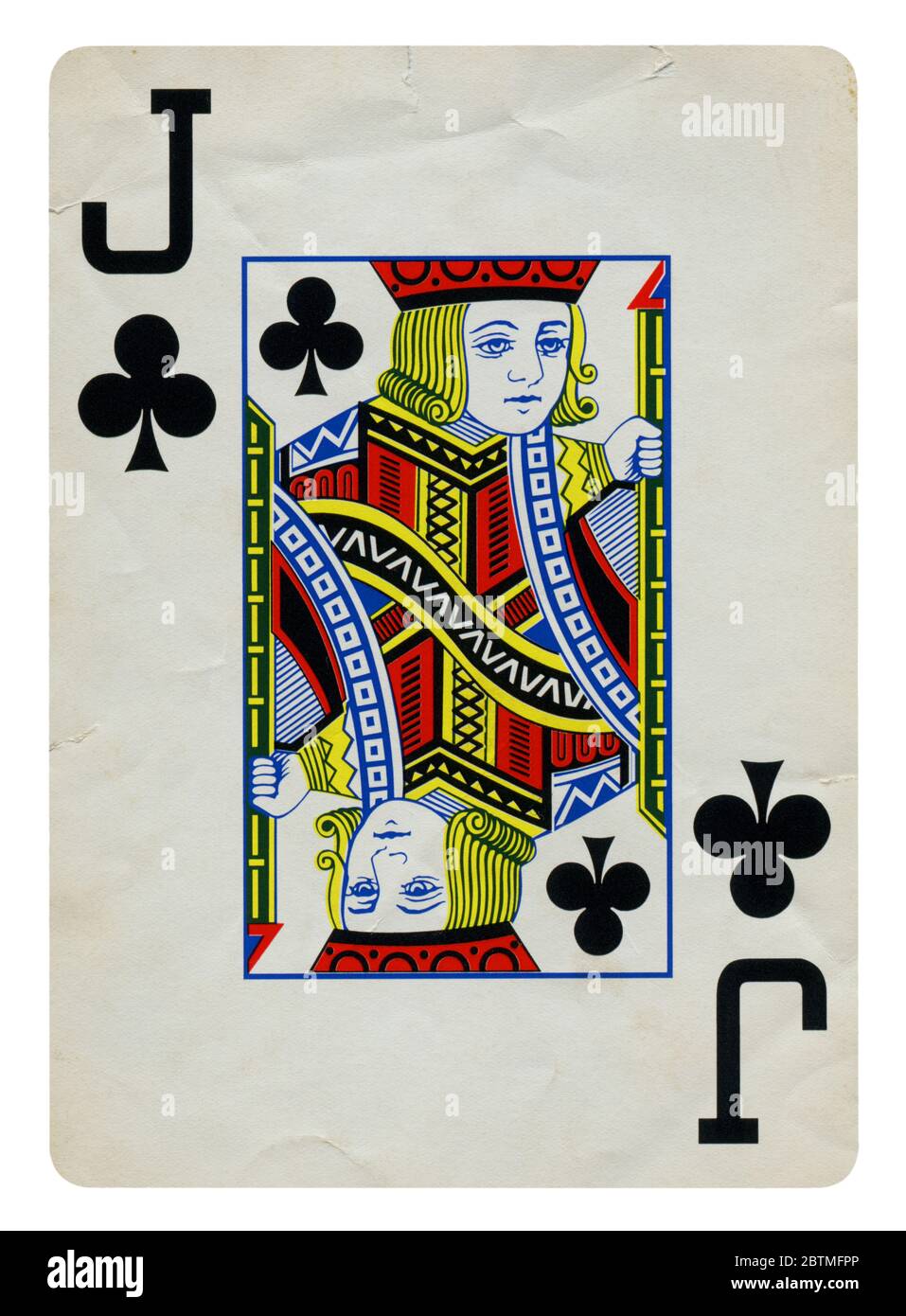 Valet de trèfle Vintage playing card - isolated on white (chemin inclus) Banque D'Images