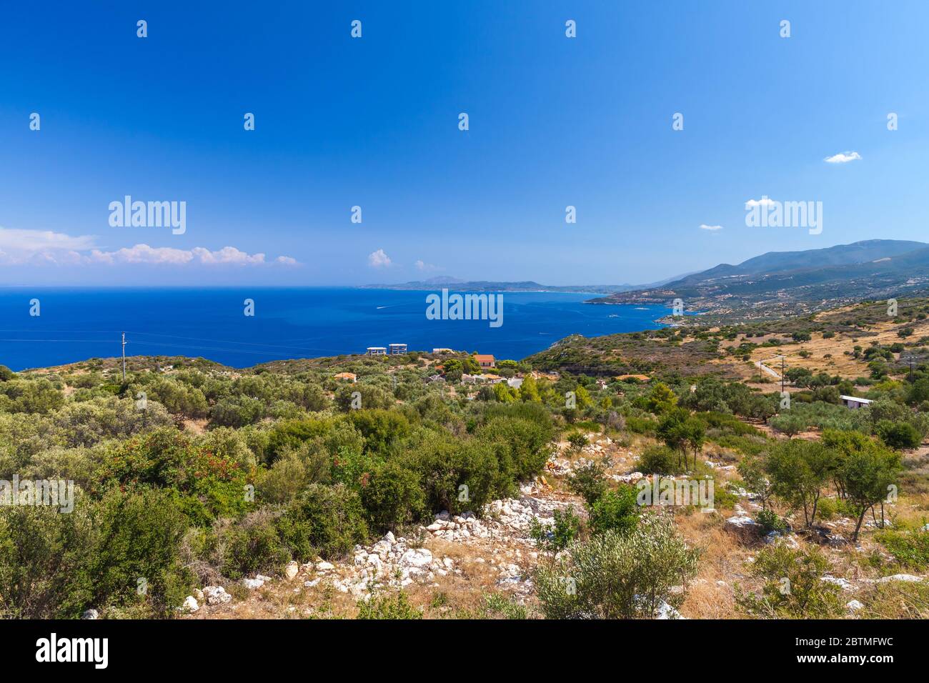 Zakynthos paysage d'été, île grecque dans la mer Ionienne, destination touristique populaire pour les vacances d'été Banque D'Images