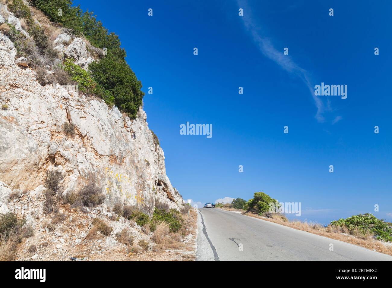 Route de montagne de l'île de Zakynthos, Grèce. Paysage rural d'été Banque D'Images
