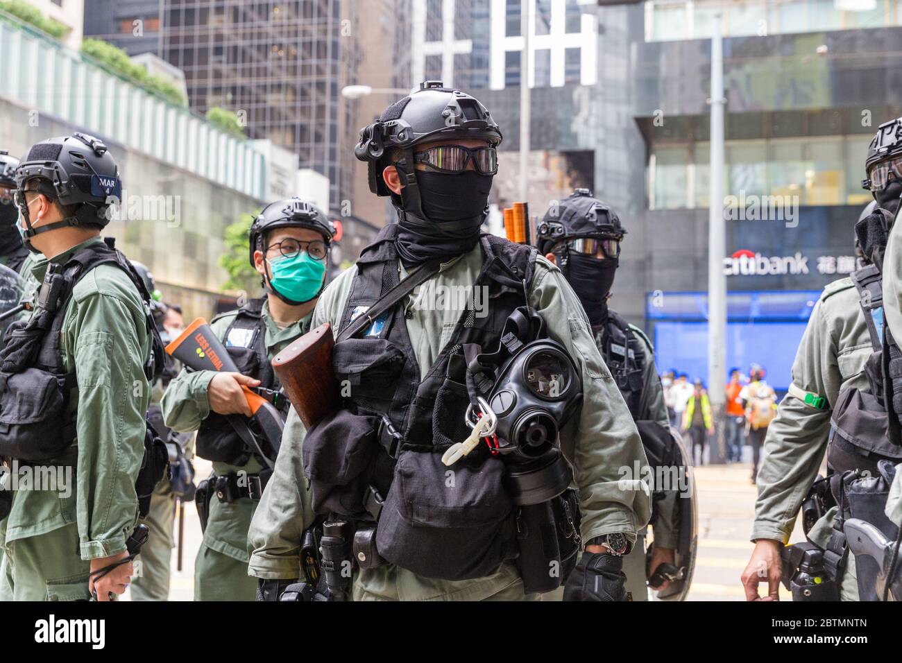 Central, Hong Kong. 27 mai 2020 Hong Kong proteste contre la loi nationale d'hymne. Crédit : David Ogg / Alamy Live News Banque D'Images