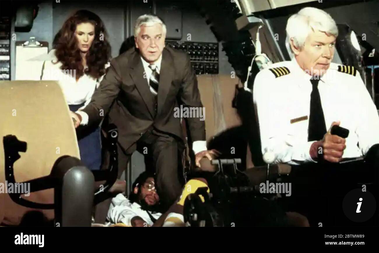 AVION ! 1980 Paramount Photos film de gauche: Julie Hagerty, Peter Graves, Leslie Nielsen Banque D'Images
