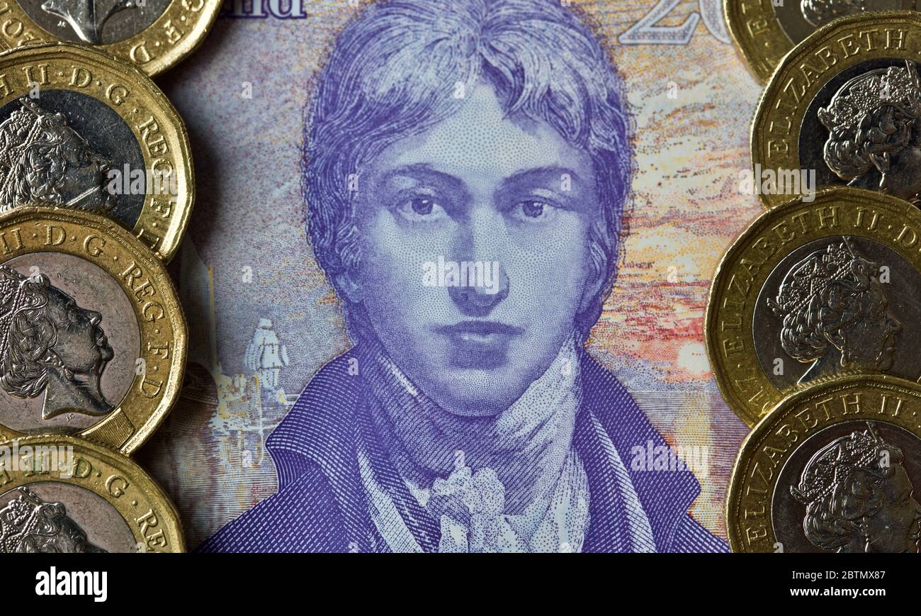Le polymère 2020 £20 livre note de la Banque d'Angleterre avec l'artiste JMW Turner Banque D'Images