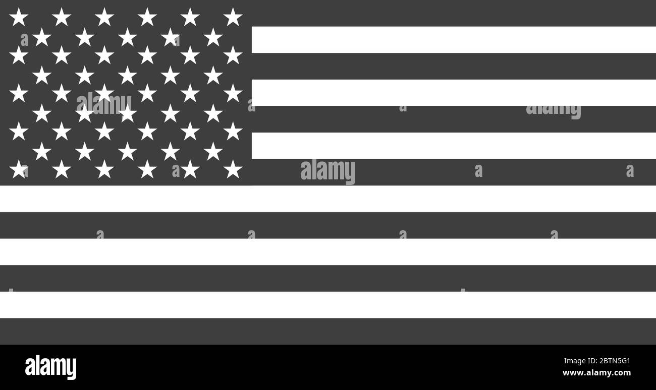 D'un drapeau USA ou américain. Américain drapeau de couleur noir et blanc isolé. Vector illustration Illustration de Vecteur