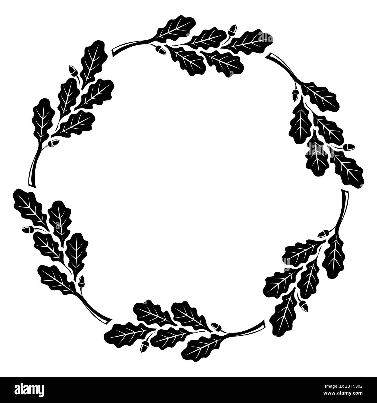 Cadre rond de feuilles de chêne, design vintage Illustration de Vecteur