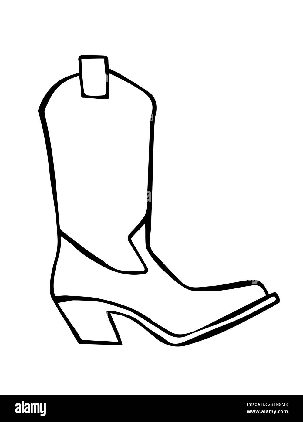 Botte de cowboy Doodle dessinée à la main dans le style de l'art de ligne  Image Vectorielle Stock - Alamy