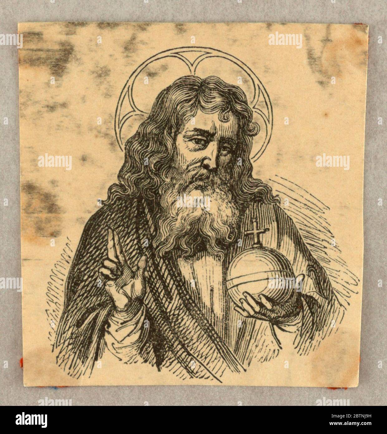 Vignette Dieu le Père. Recherche en ProgressHalf figure; bénédiction et tenue d'une plaie. Banque D'Images