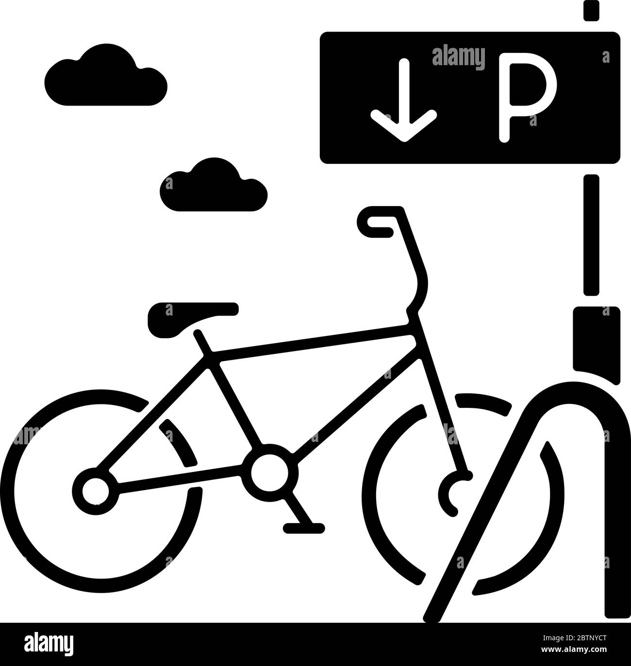 Porte-vélos à motif glyphe noir Illustration de Vecteur