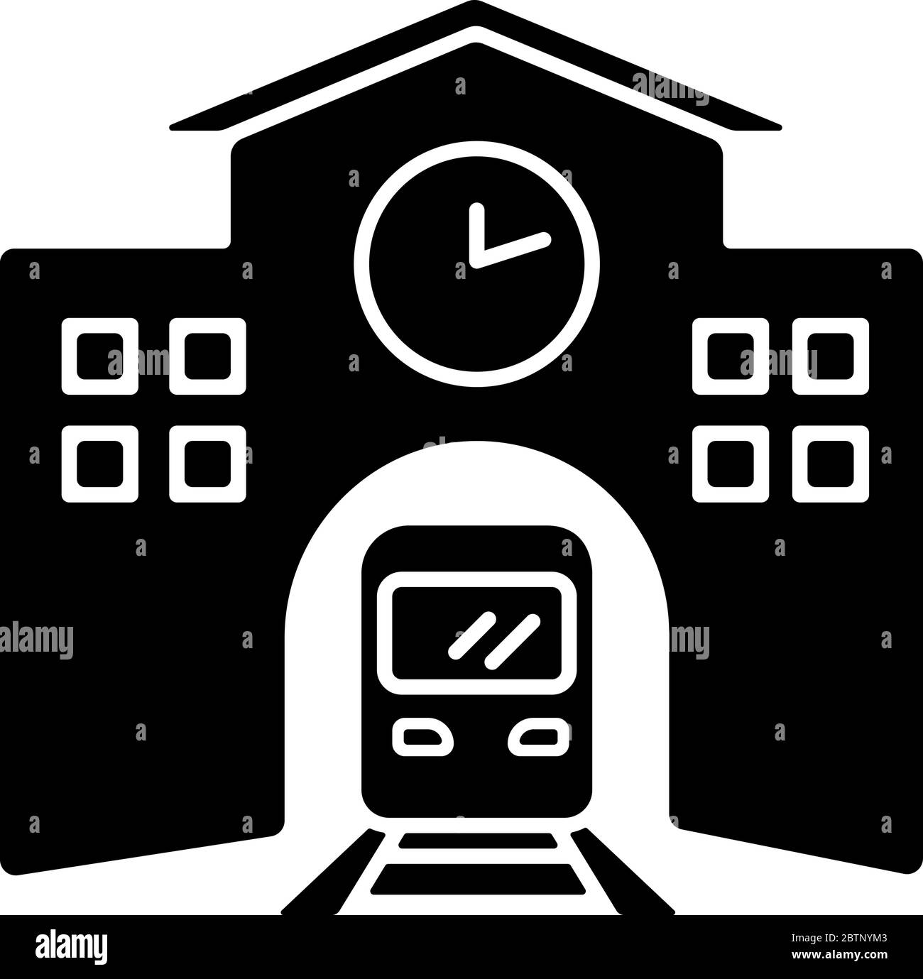 Icône glyphe noir de la gare Illustration de Vecteur