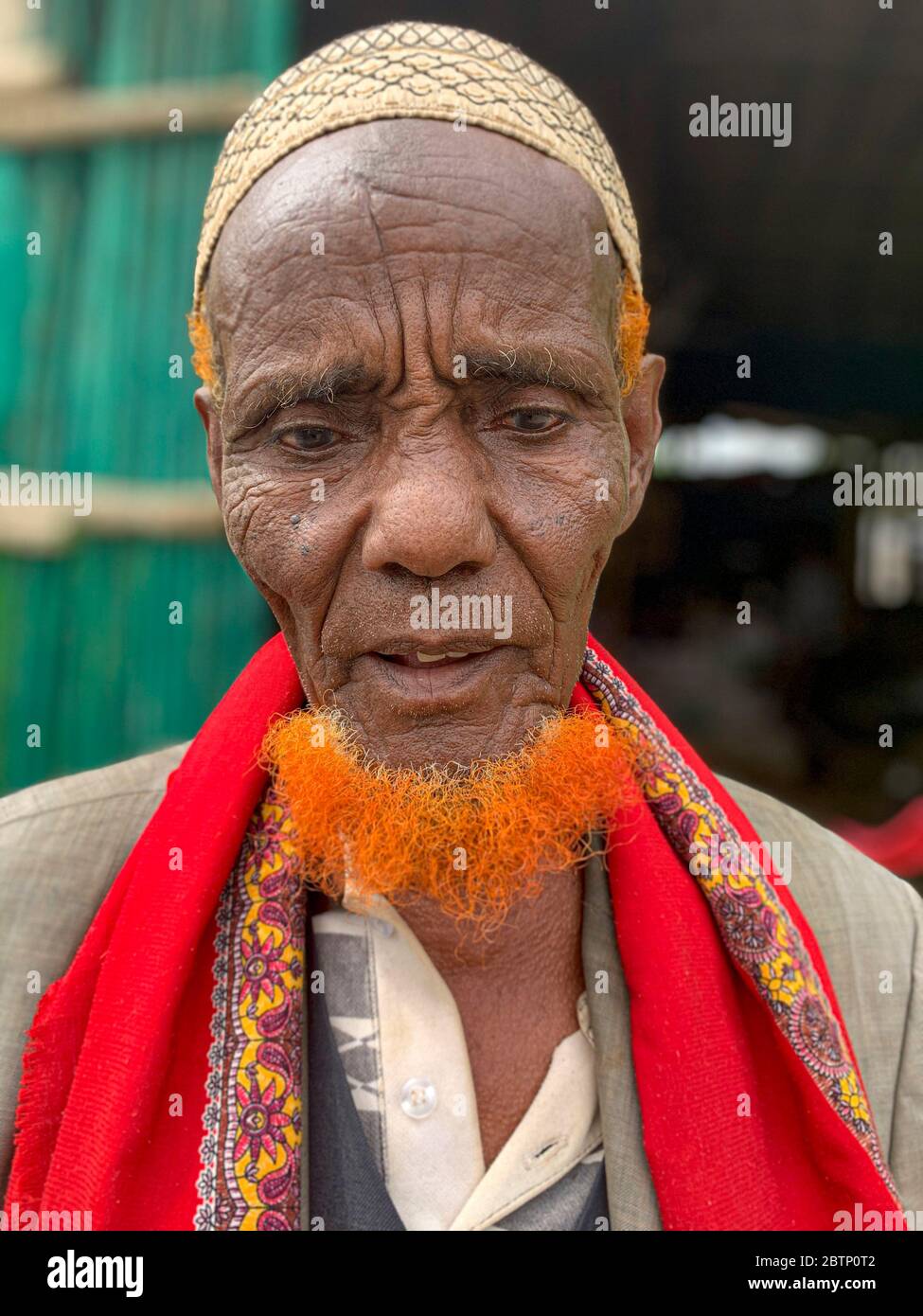 Musulman, homme âgé avec barbe, dépression de Danakil, région d'Afar, Éthiopie, Afrique Banque D'Images