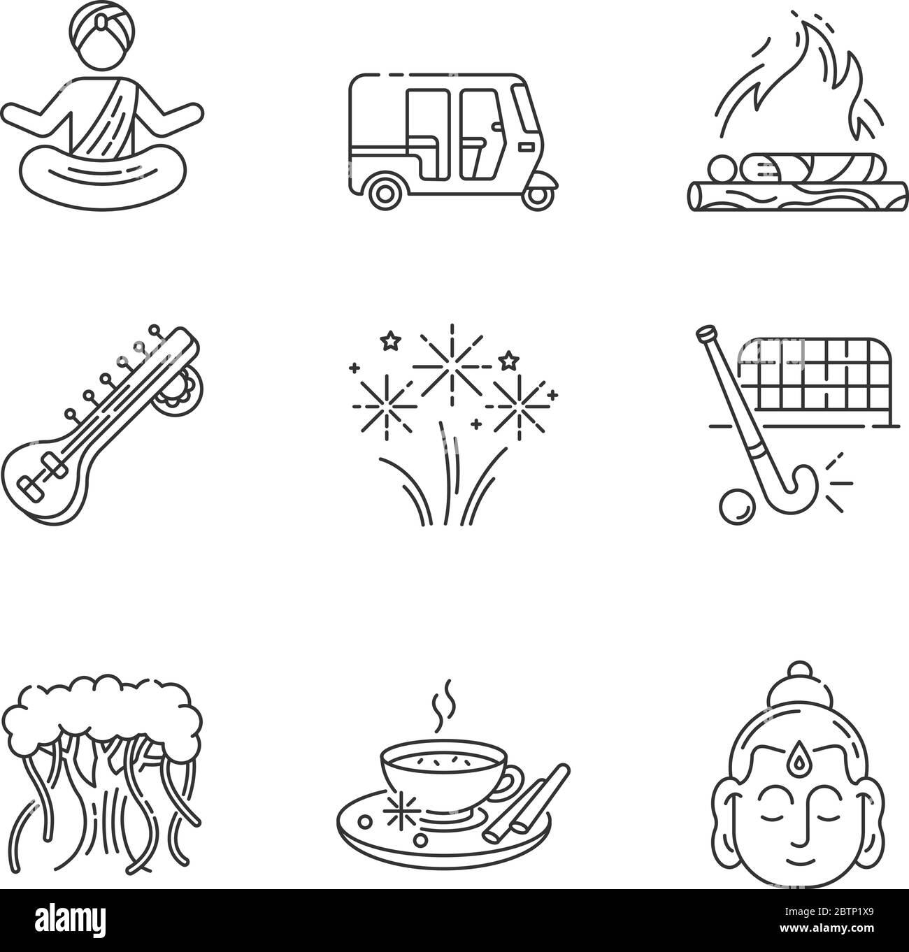 Indian Customs pixel Perfect Linear icons Set Illustration de Vecteur