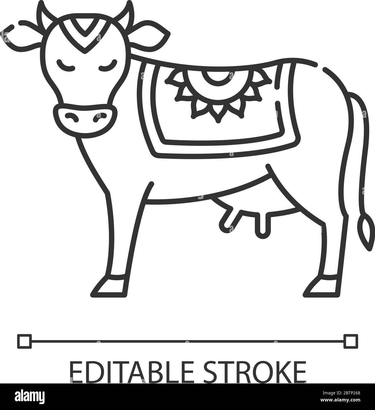 Icône linéaire parfaite de pixel de la vache Sainte Illustration de Vecteur