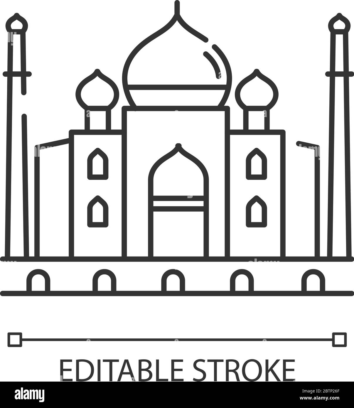 Icône linéaire Taj Mahal pixel Perfect Illustration de Vecteur
