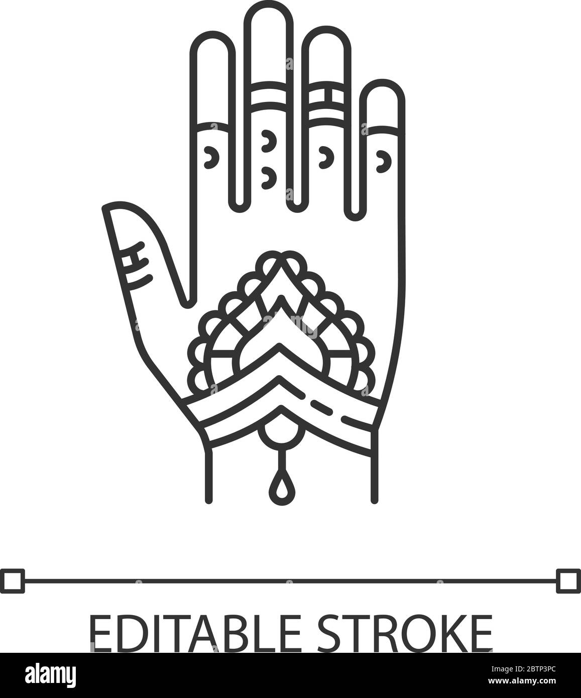 Icône linéaire Mehndi pixel Perfect Illustration de Vecteur