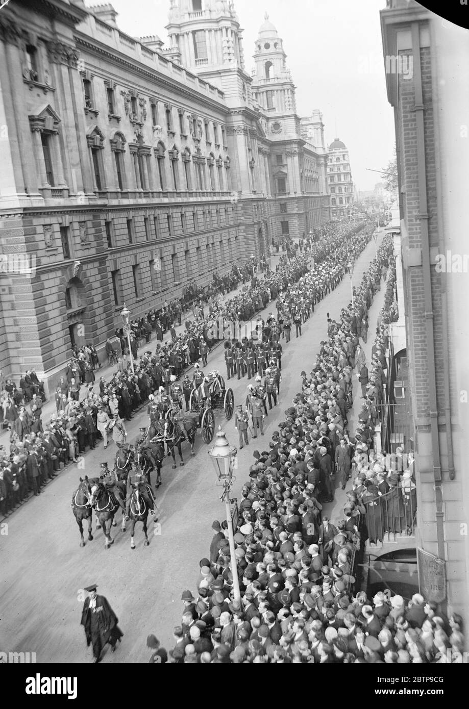 Funérailles du comte d'Ypres représentants des armées française et belge en procession le 26 mai 1925 Banque D'Images