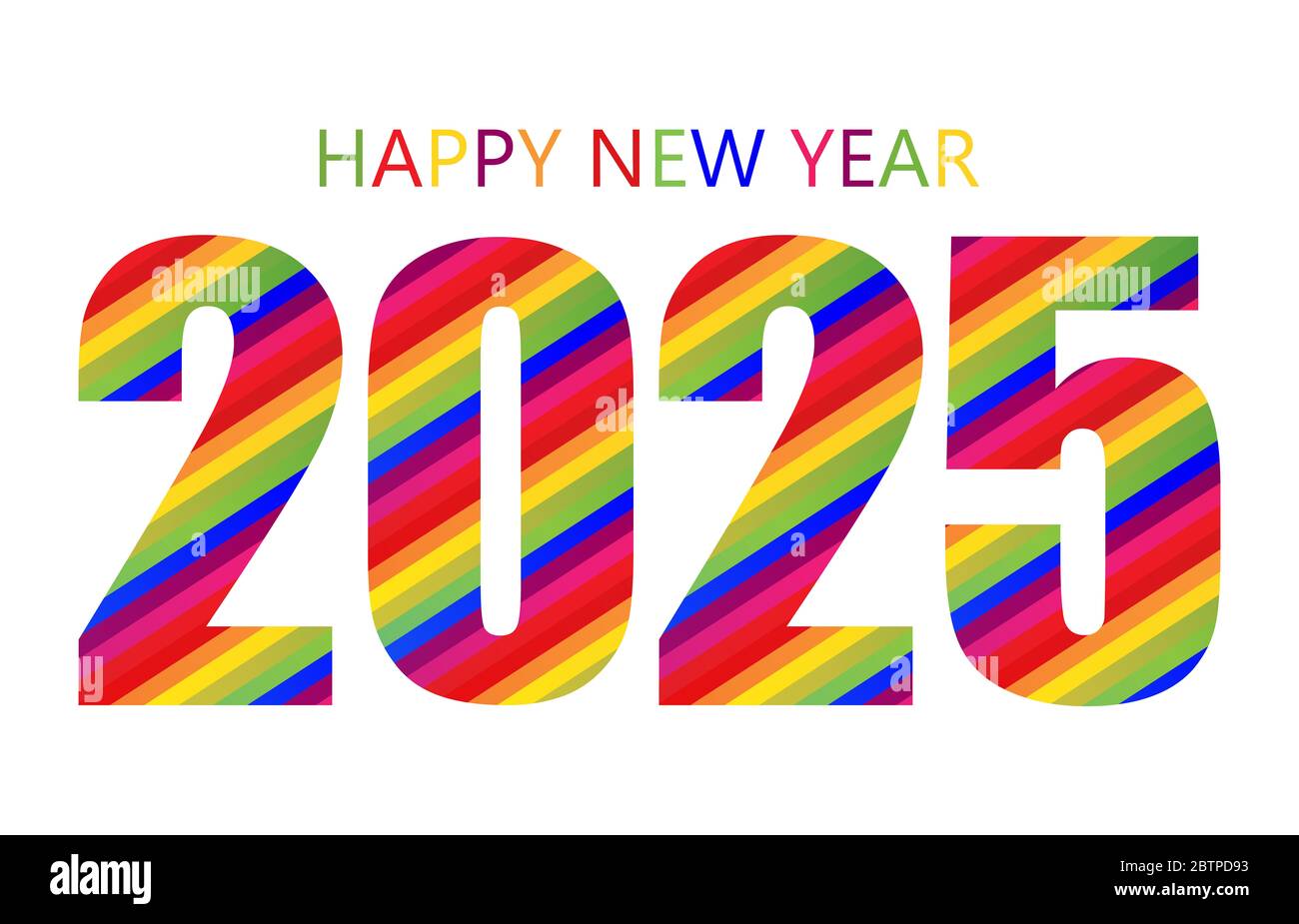 Rainbow Happy Year 2025 modèle de conception. Design moderne pour le