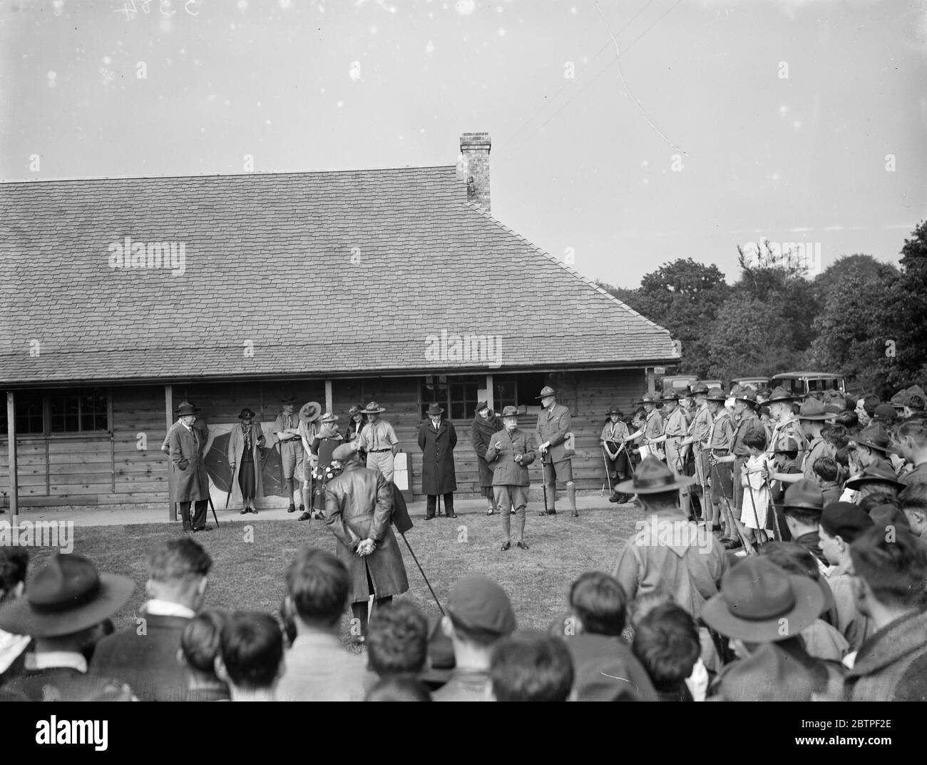 Siège des Scouts à Downe . Parler aux scouts . 1936 Banque D'Images