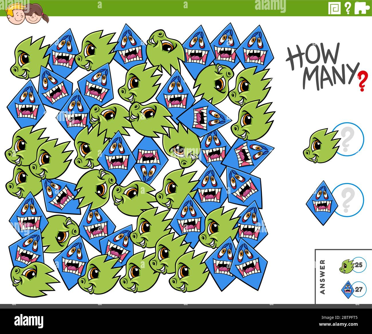 Illustration du jeu de comptage éducatif pour les enfants avec des personnages Monsters amusants Illustration de Vecteur