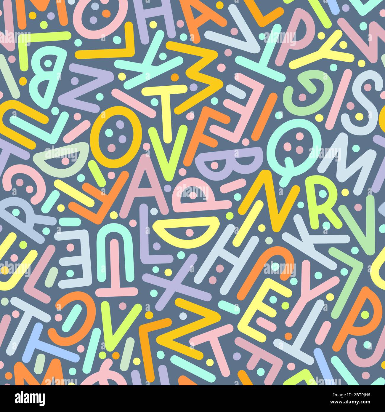 Motif multicolore de lettres de l'alphabet anglais. Illustration de Vecteur