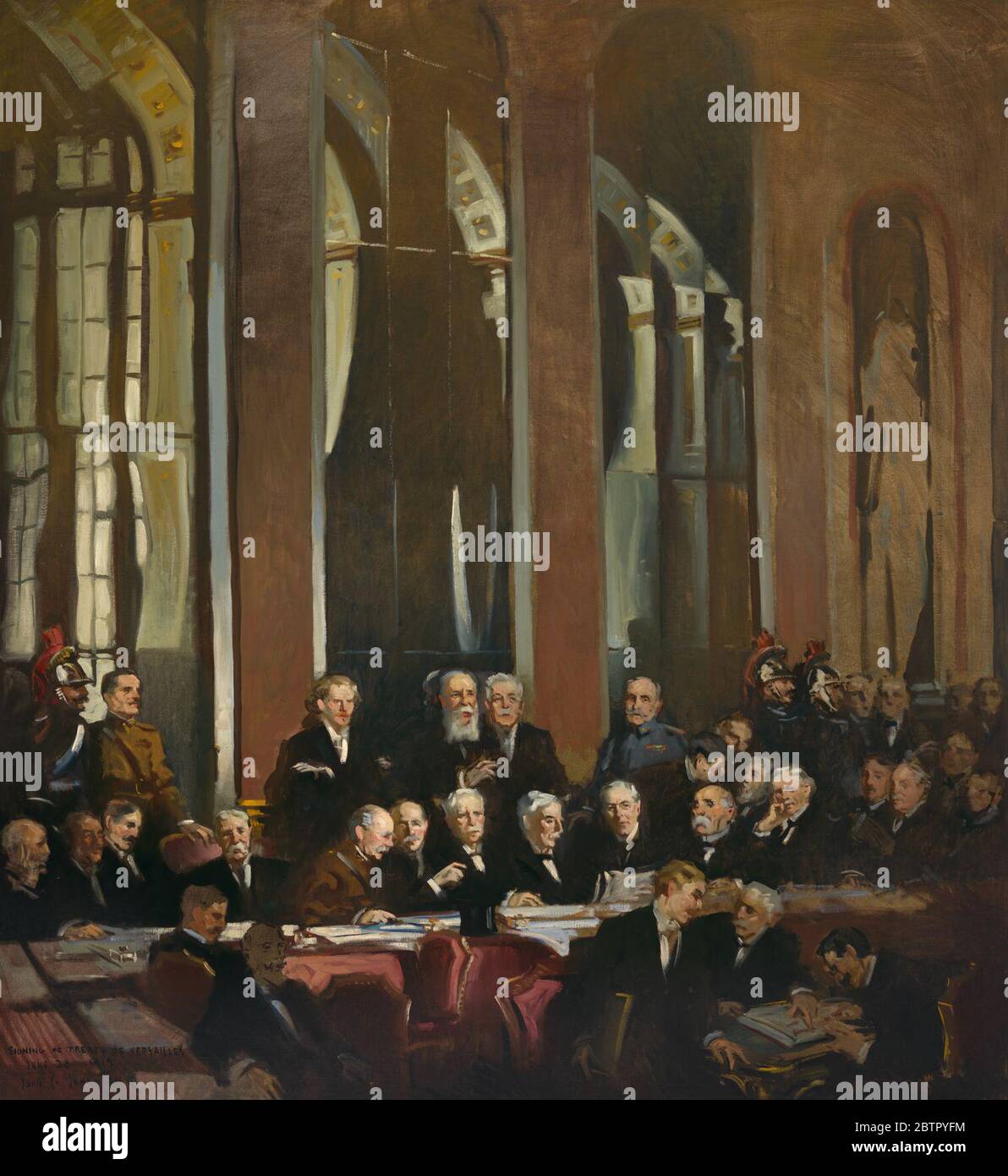 Signature du traité de Versailles 1919. La croyance américaine en la réforme et le progrès au début du XXe siècle a subi un coup sévère avec le déclenchement de la guerre en Europe en 1914. Banque D'Images