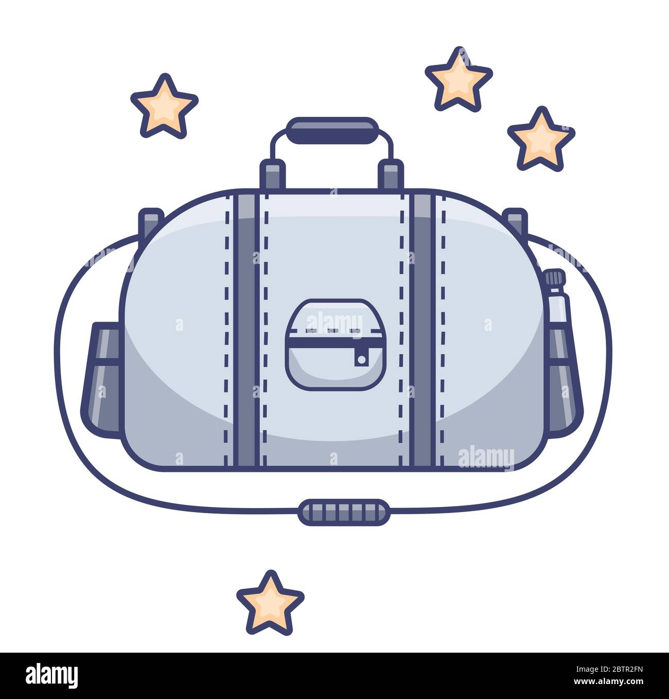 Bagages et route, un grand sac de voyage avec des poches. Illustration vectorielle. Illustration de Vecteur