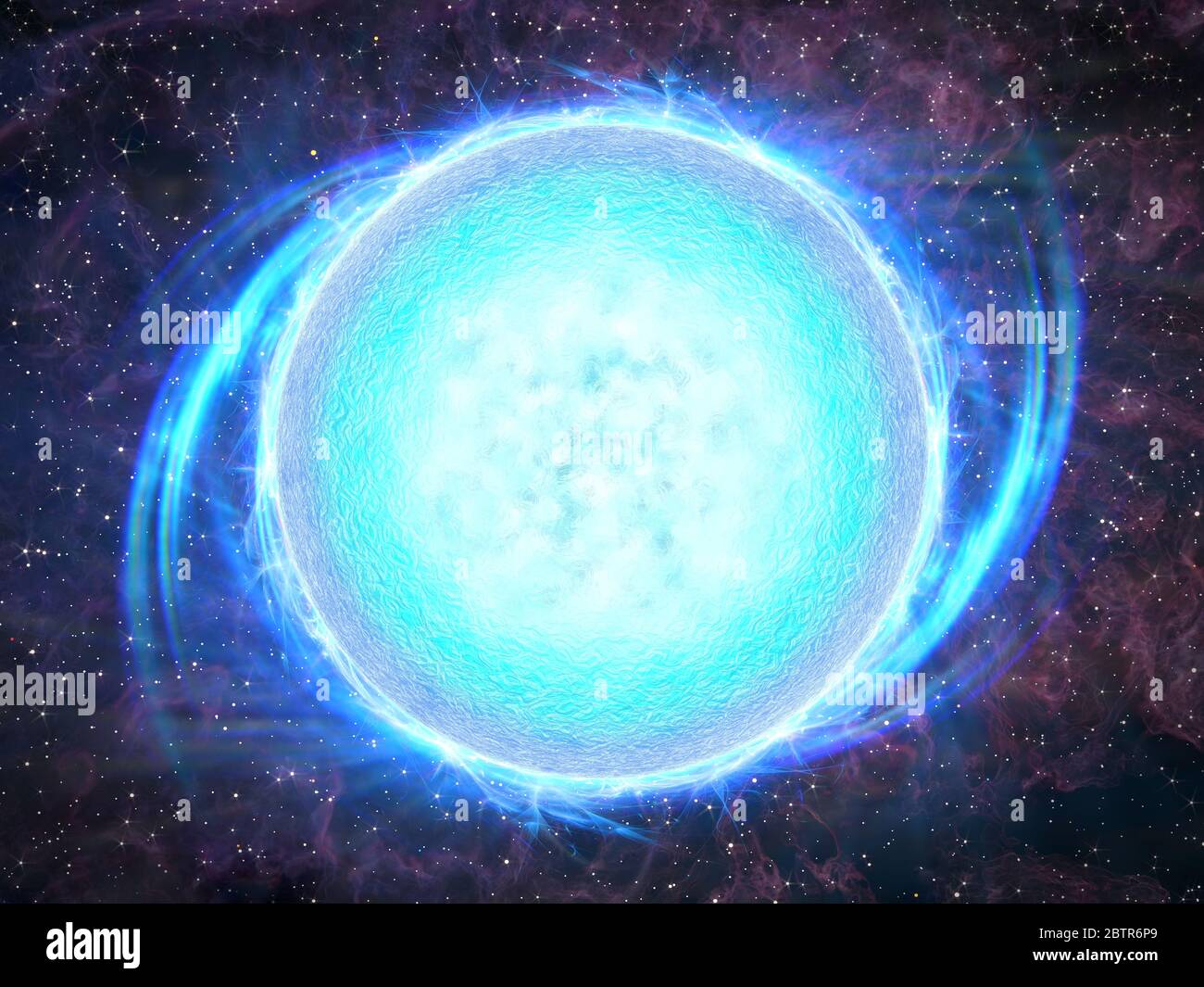 Gros plan sur un concept supernova avec des rayons émetteurs, des nébuleuses et des étoiles de fond Banque D'Images