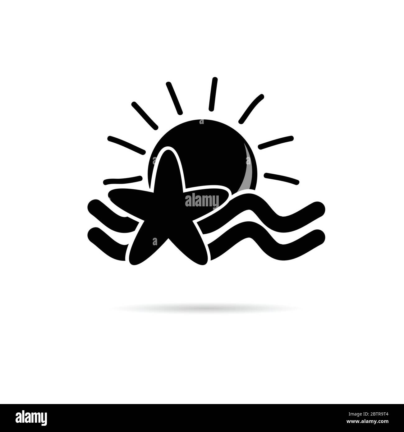 icône soleil avec illustration vectorielle noire étoile de mer Illustration de Vecteur