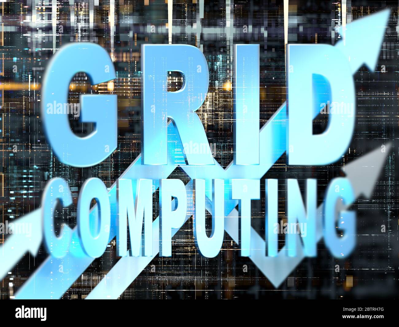 Graphique de l'activité DE GRILLE INFORMATIQUE avec flèches vers le haut, arrière-plan électronique Banque D'Images