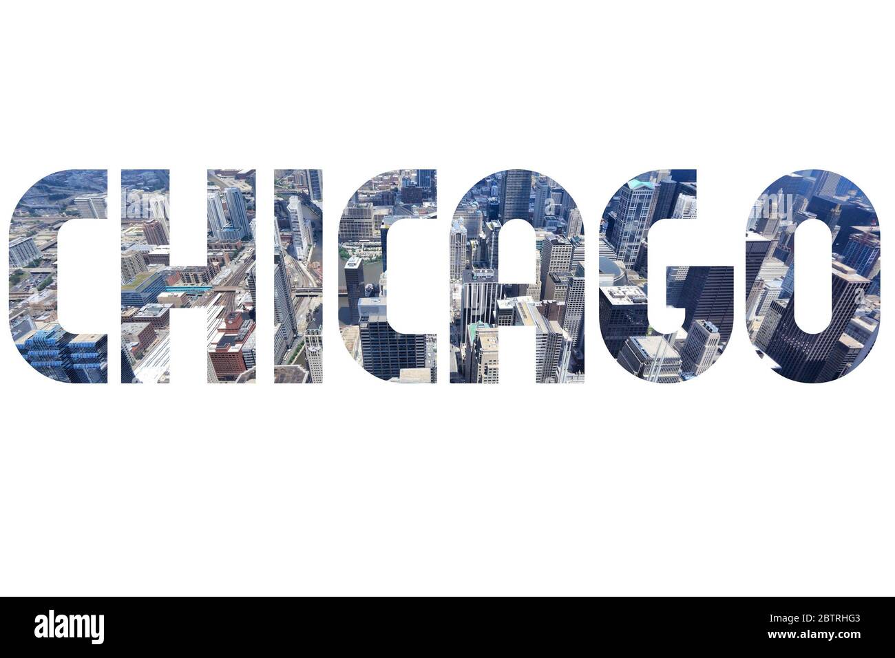 Chicago City name - USA Travel destination Sign on white background. Banque D'Images