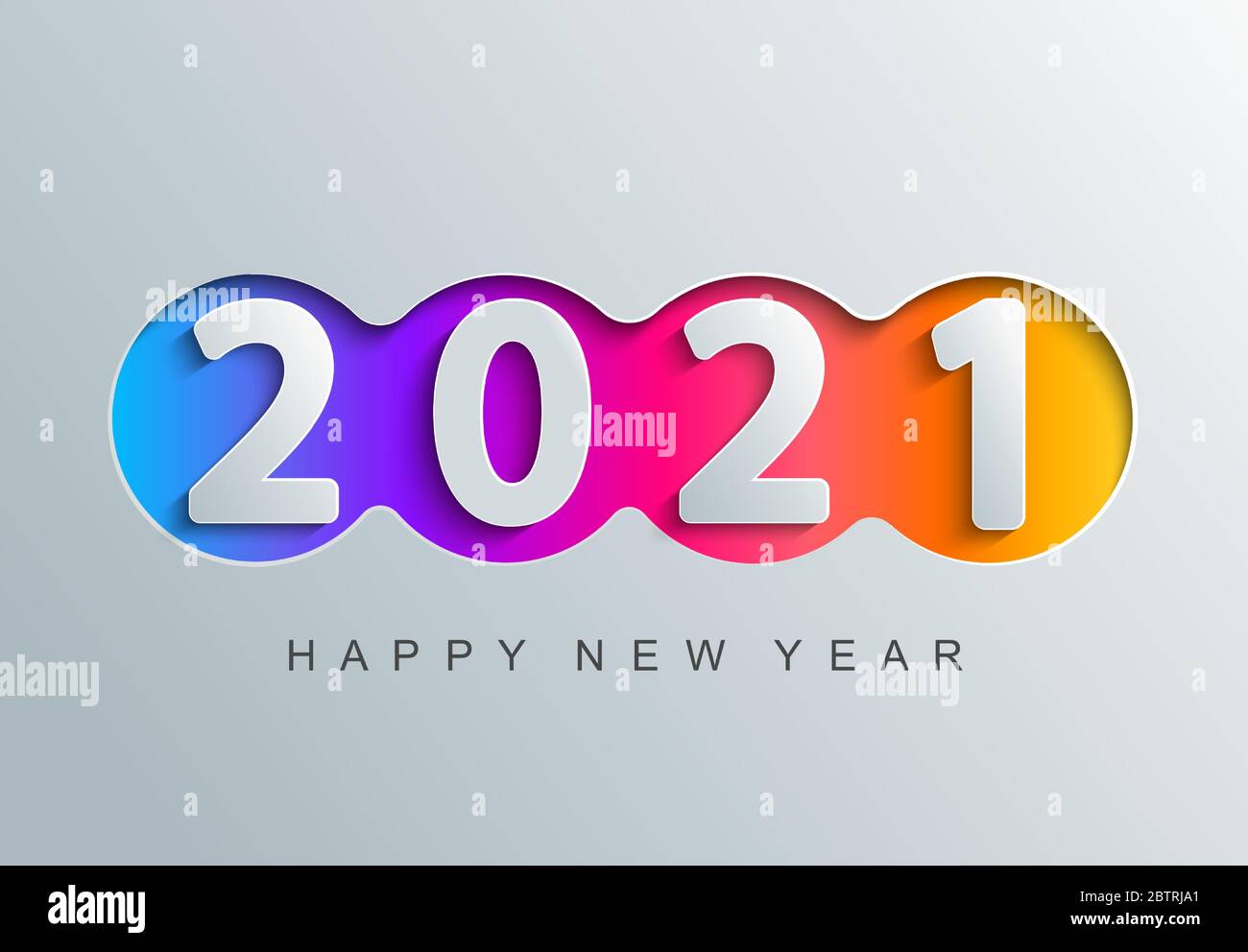 carte de vœux du nouvel an 2021 avec coupe papier. Illustration de Vecteur