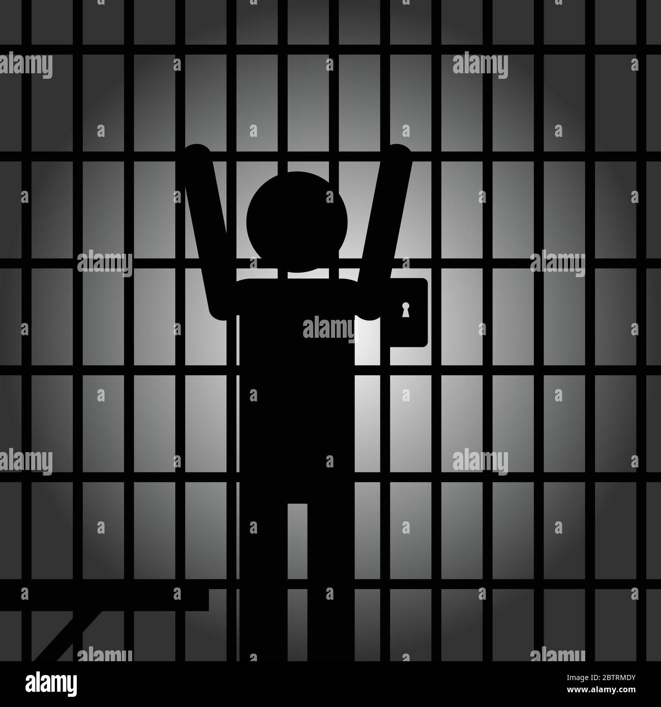 homme en prison silhouette de vecteur noir Illustration de Vecteur