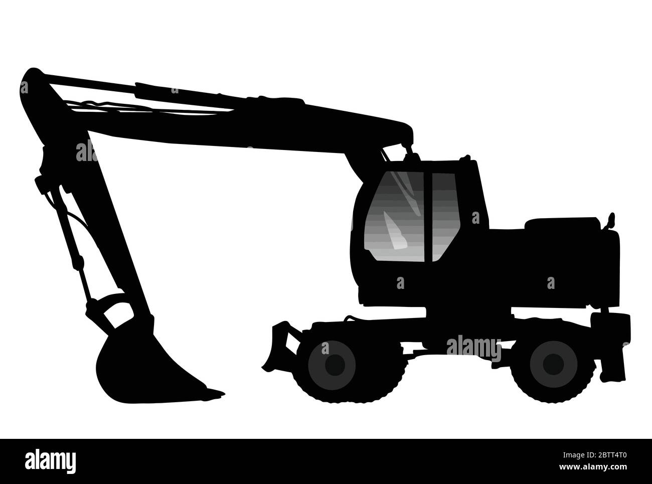 Silhouette de l'excavatrice sur fond blanc, vector illustration Illustration de Vecteur