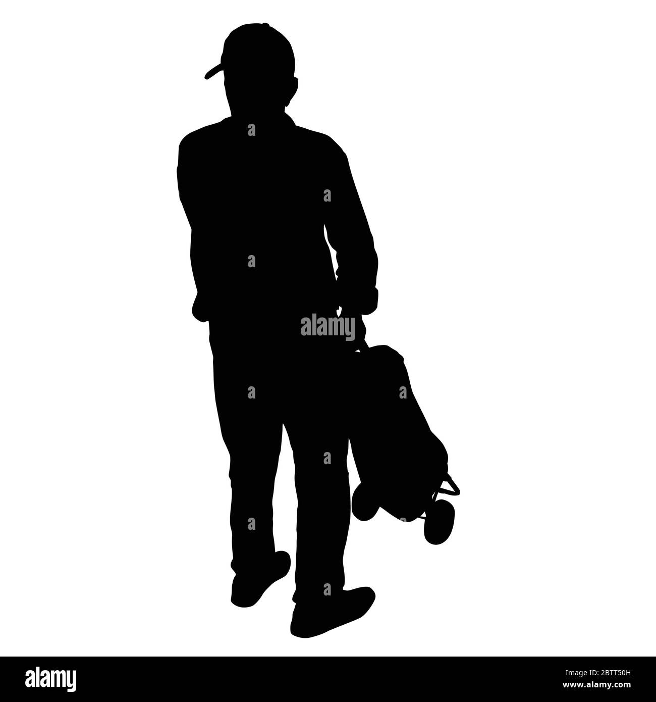 Silhouette de vieil homme avec bagages sur fond blanc, illustration vectorielle Illustration de Vecteur