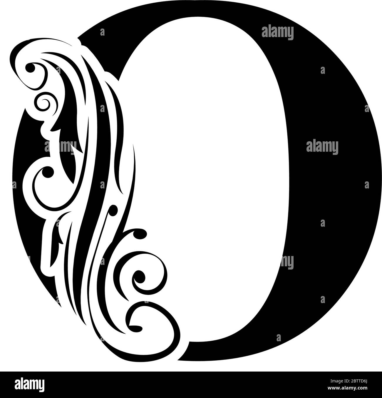 Lettre O. Vintage noir fleur ornement lettres initiales. Alphabet. Vecteur de logo Illustration de Vecteur